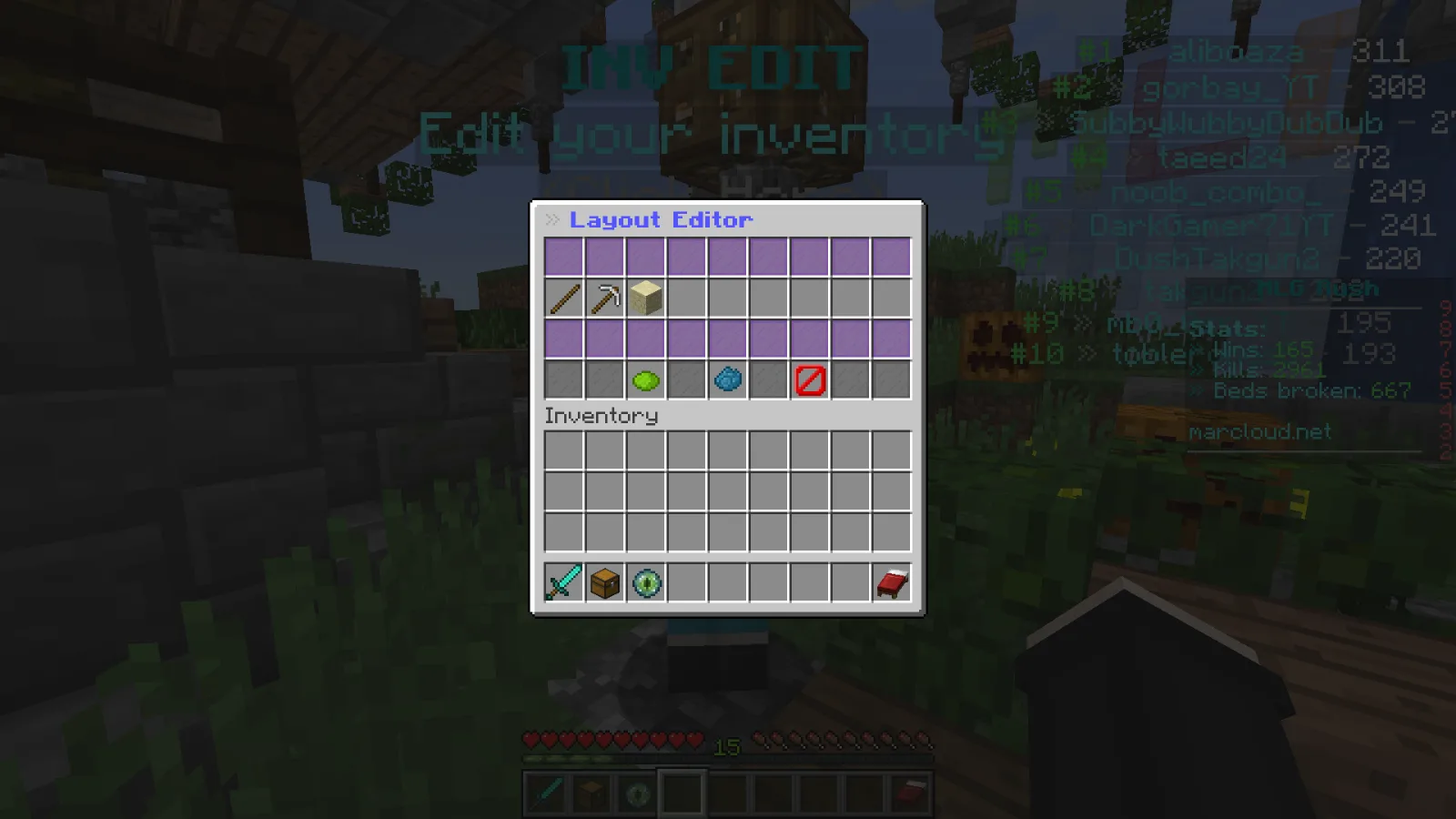 Inventory layout editor