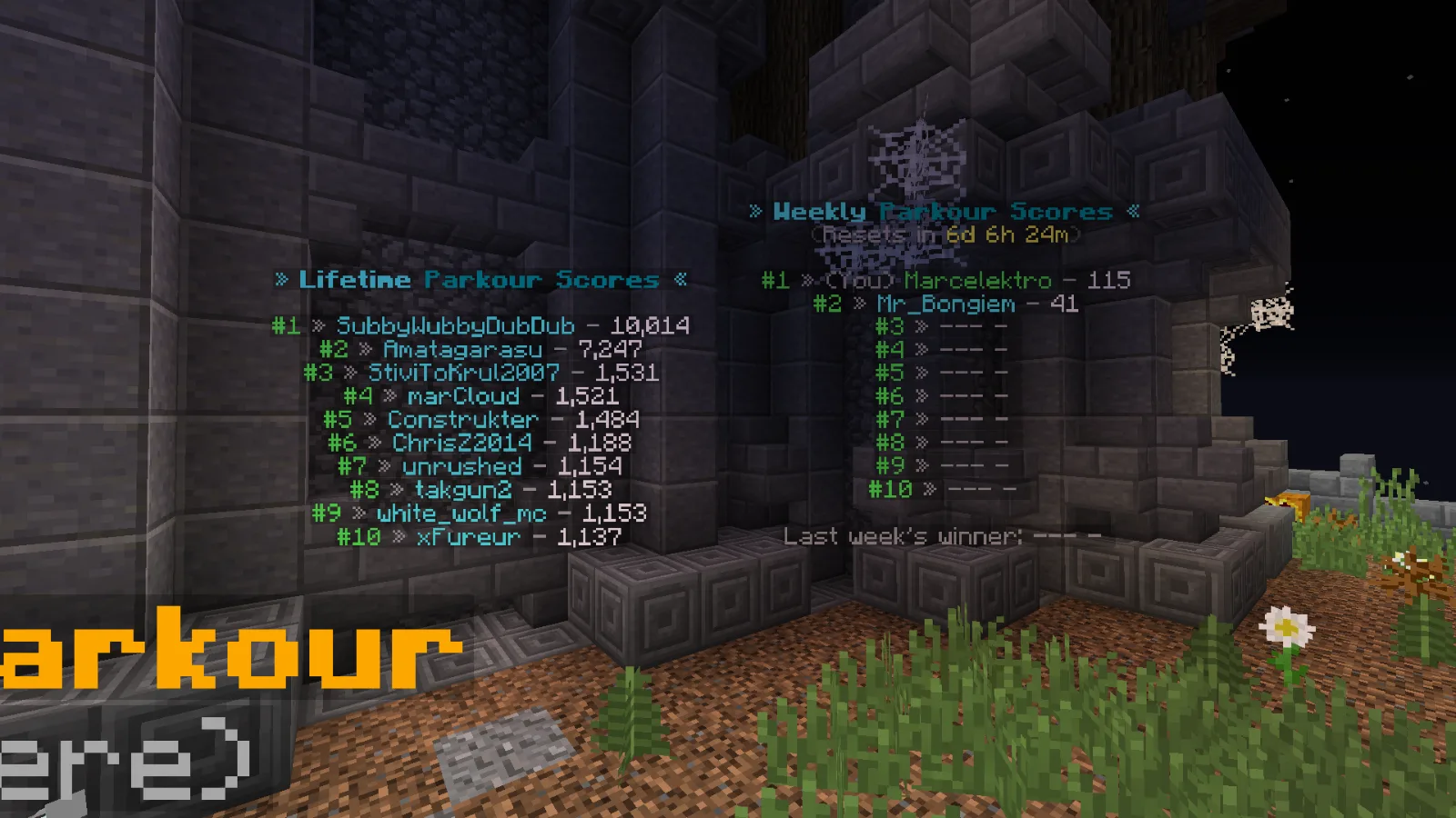 marcloudmc lobby parkour temporal leadearboard example