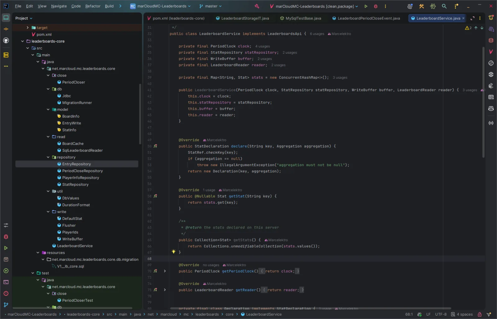 marcloudmc leaderboards intellij idea for larping